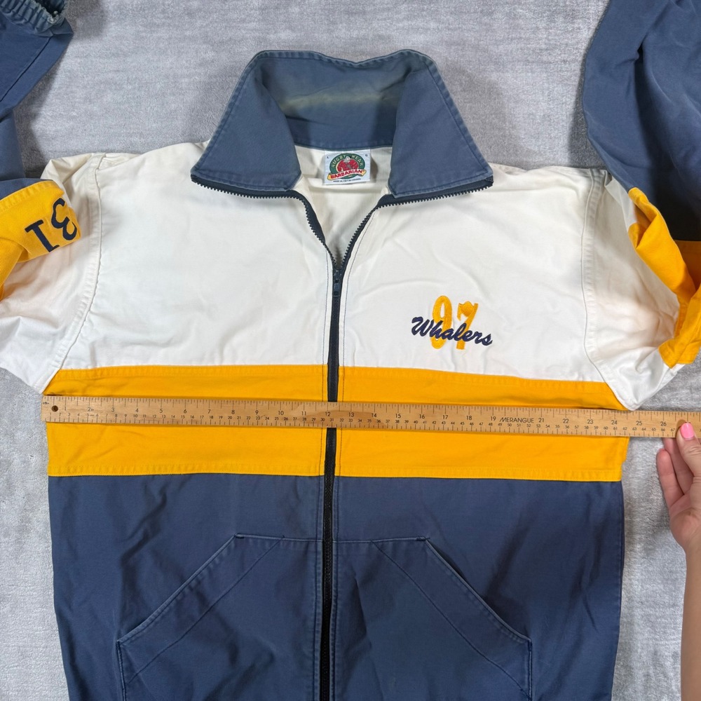 Barbarian Rugby Wear Jacket Mens Large Blue Vintage 90s Colorblock Whalers - Picture 12 of 13
